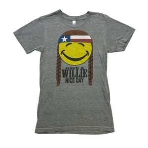 Willie Nelson Shirt Womens XS Gray Have A Willie Nice Day Short Sleeve Music